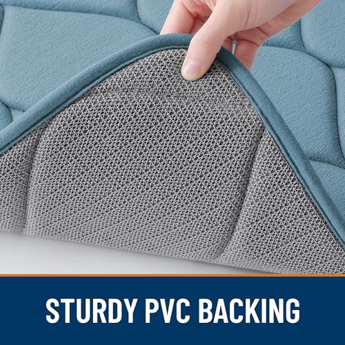 Image of Smiry Memory Foam Bath Mat 30x20, Ultra Soft Absorbent Bathroom Rugs | Airy Blue, Plush Quick Dry and Machine Washable Cushion Bath Mats for Bathroom, Shower, Tub & Home Decor