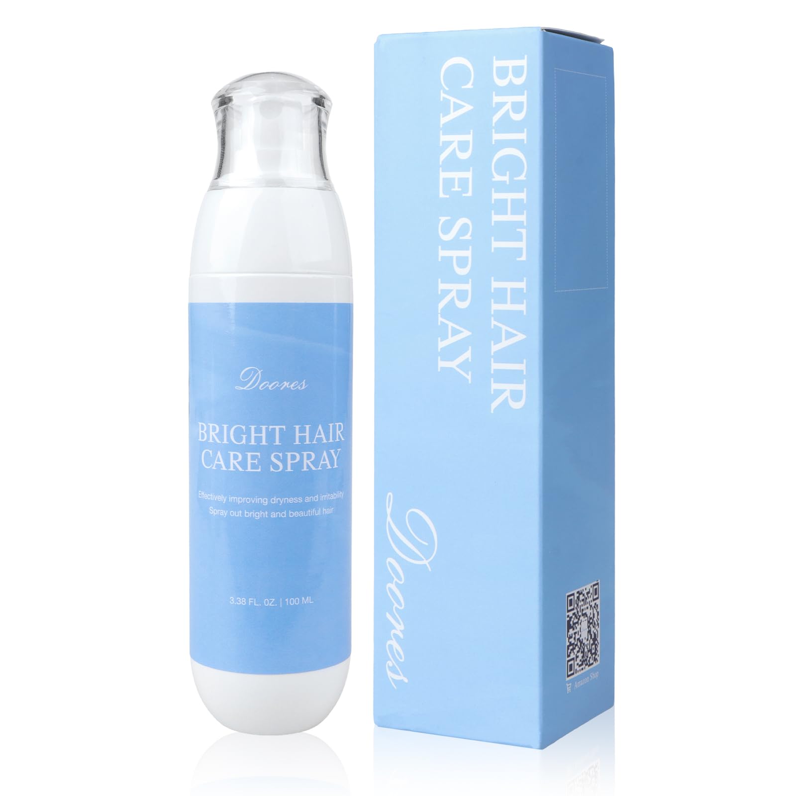 DOORESLeave-in Conditioner Spray, Hair Treatment Detangler Spray Conditioning Hair Detanglers Hydrates Boosts Shine Smooths Frizz for All Hair Types 3.4 fl oz