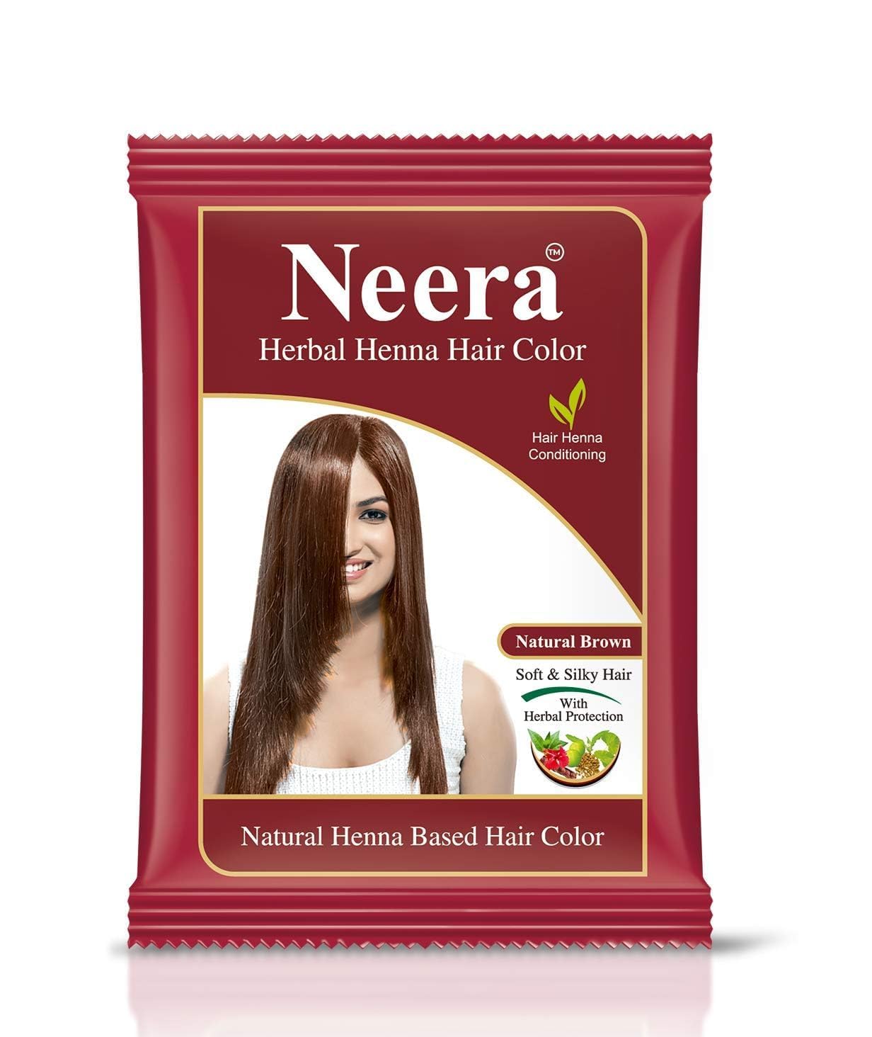Neera Organic Herbal Henna Natural Brown Hair Color Sachet (5.29 Ounce)-Chemical-FreeVegan,Cruelty-Free Permanent Dye|Long-Lasting,Ammonia-Free Hair Solution (Natural Brown (Pack of 50), Large)