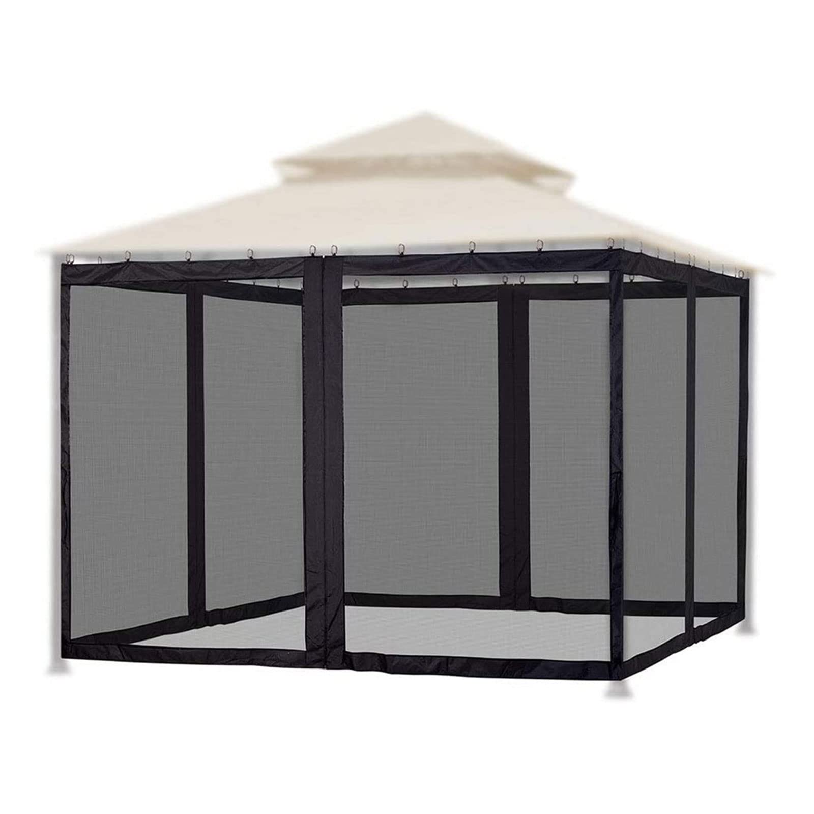 Replacement Gazebo Mosquito Netting Screen with Zipper,osquito Net for Umbrellas,4 Panel Screen Walls Privacy Curtain for Patio Outdoor,Garden and Backyard (300x300x220cm)
