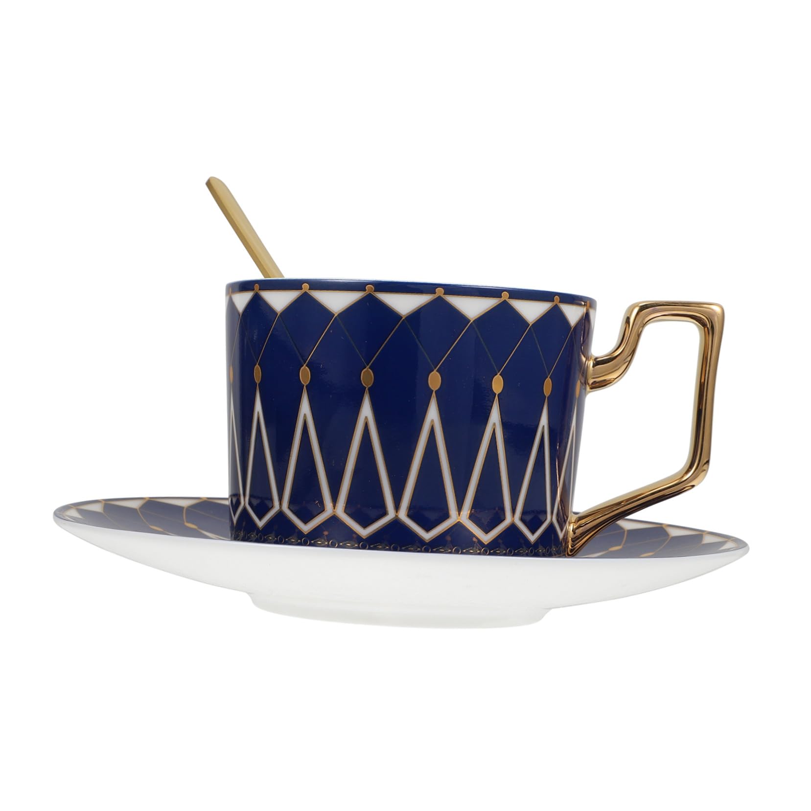 Service à Café en Céramique Bleu Roi d'Élégant Style Européen en Coffret Porcelaine