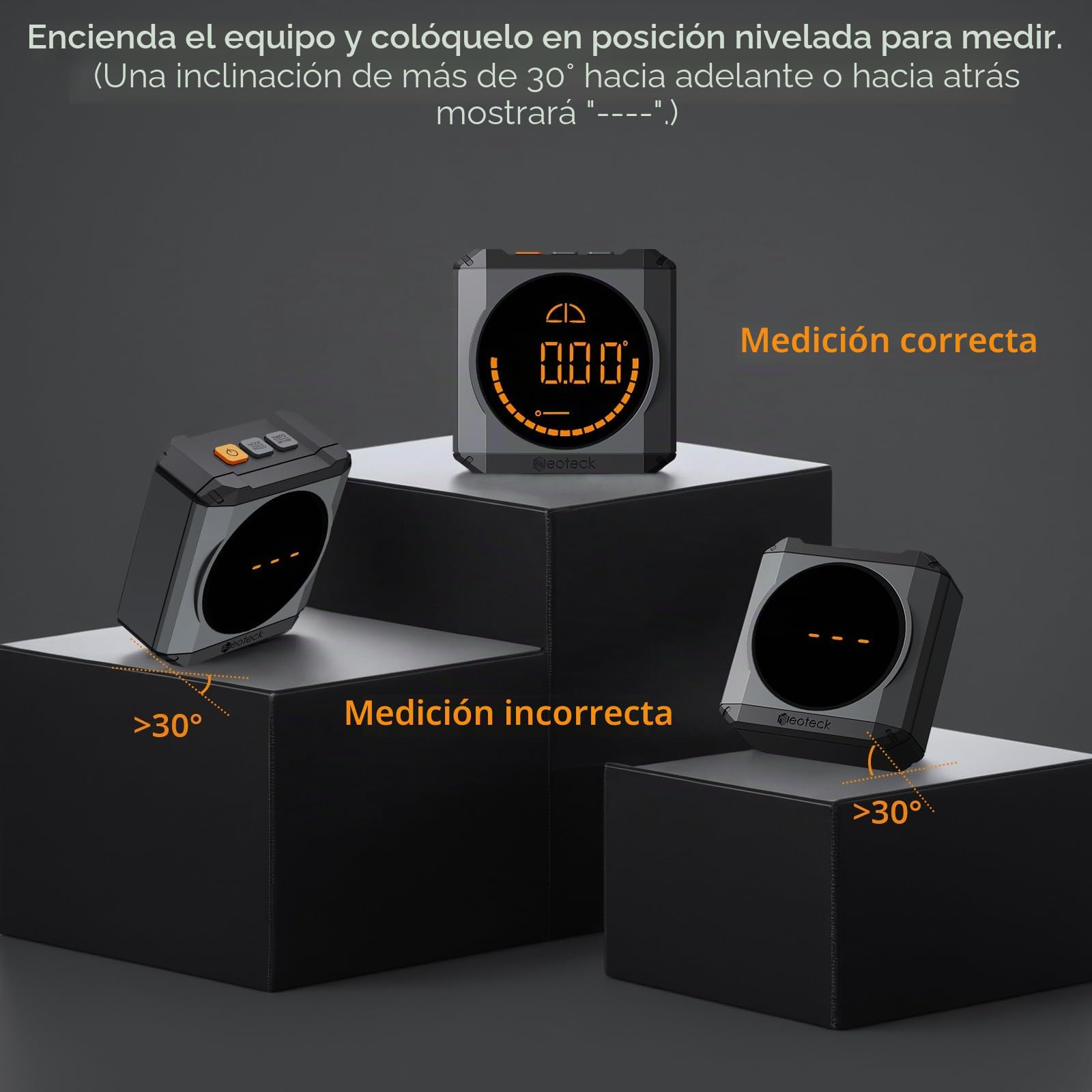 Neoteck Inclinometro LED Digital Caja de Nivel Recargable Buscador de Ángulo Digital con Base Magnética IP54 Impermeable para Madera Decoración del Hogar