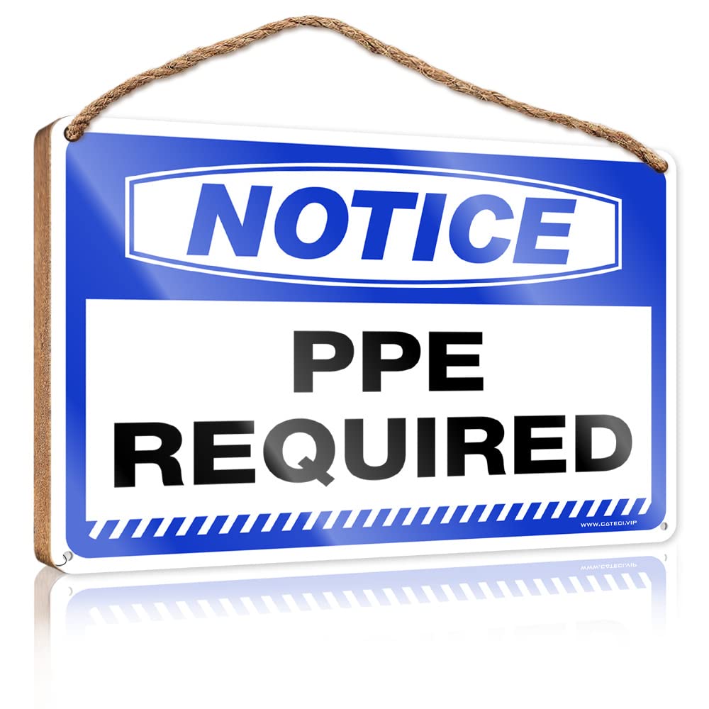 FZFN Bathroom Wall Wood Sign Notice Ppe Required Wooden Sign Funny Bathroom Signs Signs & Plaques(23X35CM)