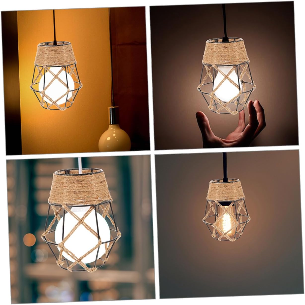 Uonlytech Lampshade Set of 2 Industrial Style Retro Decorative Lampshades Metal Frame