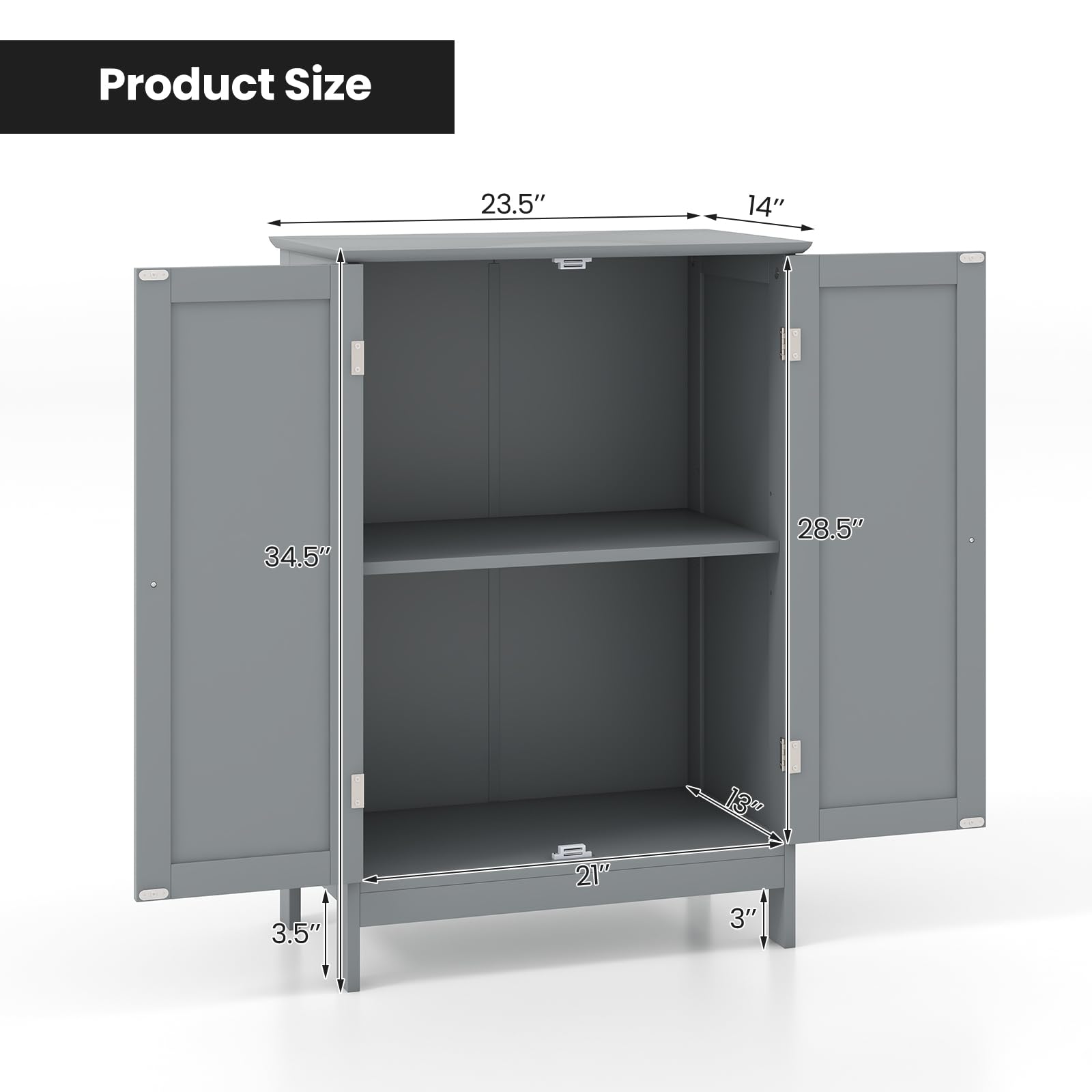 Irontar Bathroom Storage Cabinet, Freestanding Floor Cabinet With Open Shelf, Large Display - View #2