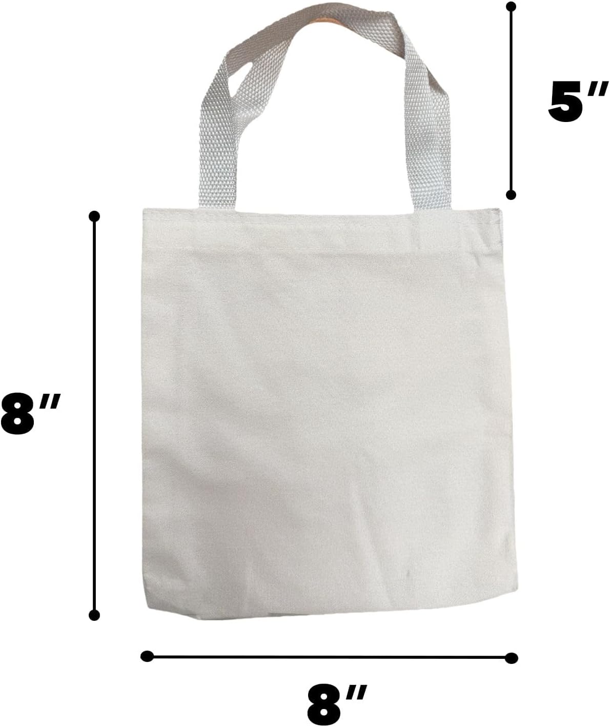 GiftExpress 26 Pack Canvas Tote Bags - 8" x 8" Reusable Small Canvas Bag in Natural Color - Bulk Small Goody or DIY Craft Bags w/Handles - Image 2