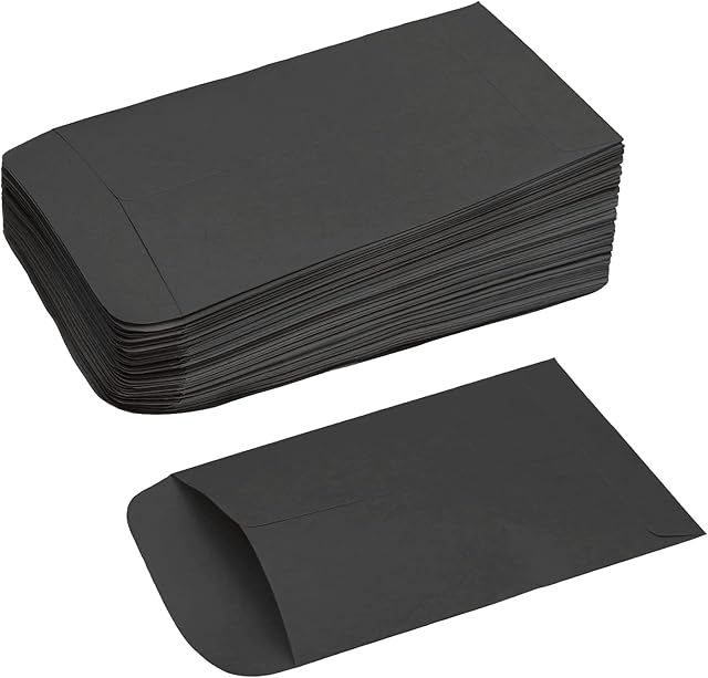 100 Pcs Kraft Paper Envelops, Black Seed Envelopes Mini Kraft Paper Coin & Small Parts Envelopes for Packing or Storing Small Items Wages,Coins,Notes,Beads or Seeds(6 * 10cm/2.4 * 3.9inch)