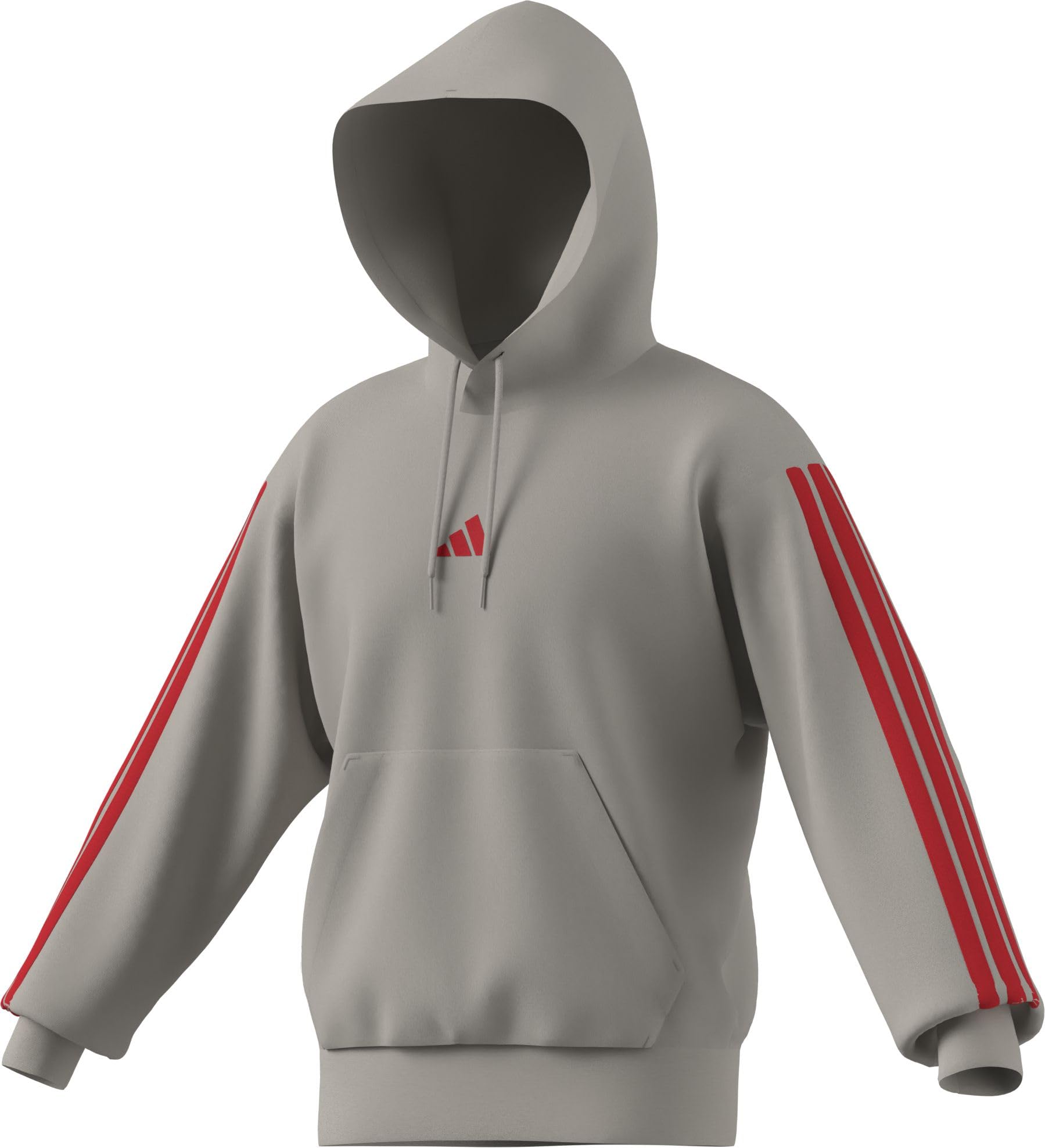 adidas heren ESSENTIAL THREE STRIPES FRENCH TERRY HOODIE, wonder alumina/pure ruby, M