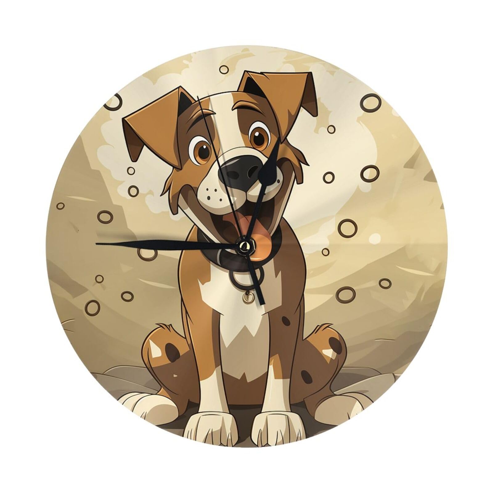 Horloge murale sans tic-tac en os de chien mécanique à piles pour un bureau calme