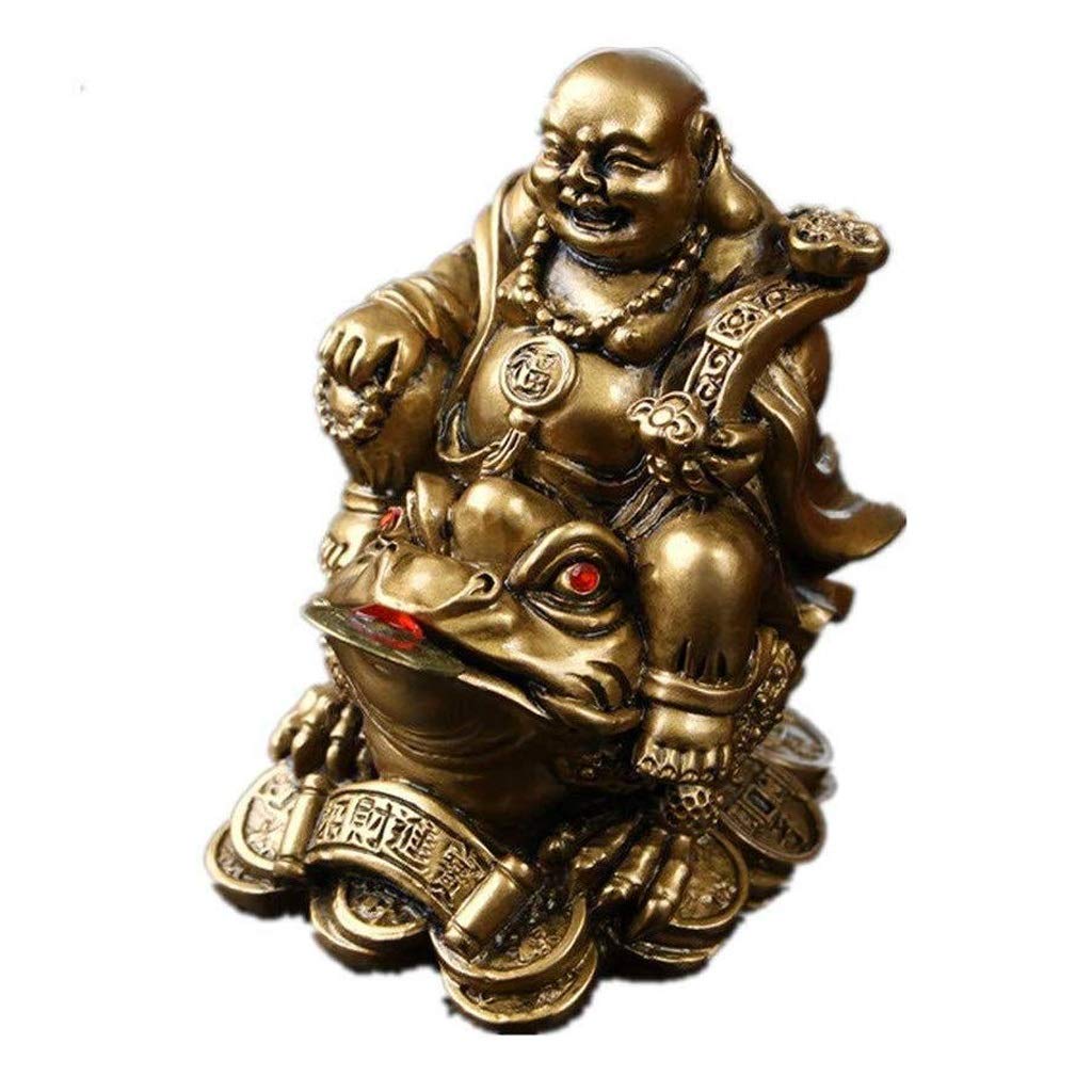 Chinese feng shui statue sculpture Feng Shui Resin Statue Smiling Buddha Statue Sitting On Money Decorative Statue For Home And Office Statue of wealth