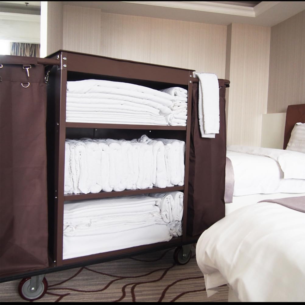Carrito de limpieza de hotel, carrito comercial con bolsa de almacenamiento y ruedas, utilidad de limpieza multifuncional para operaciones de hospitalidad