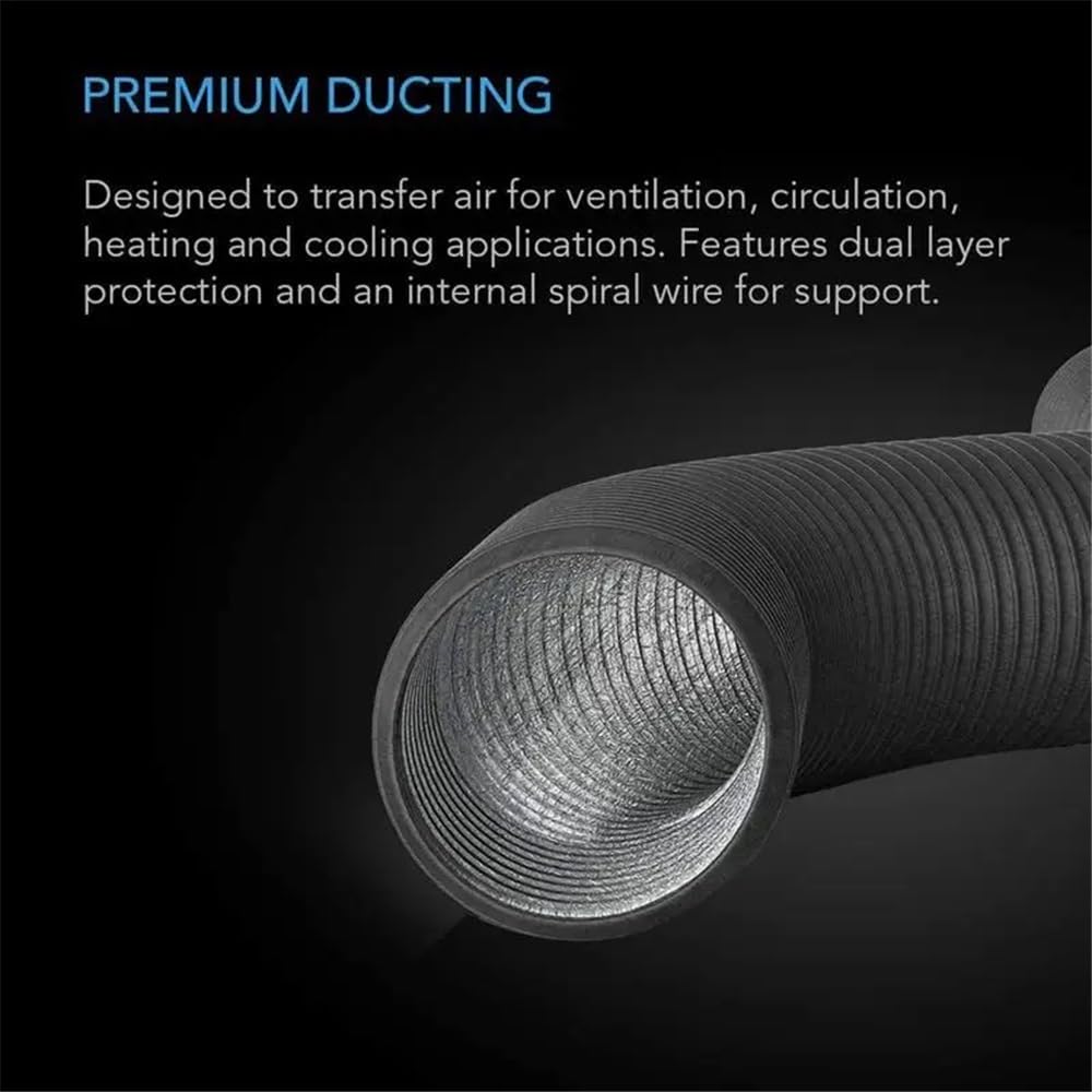 Conduit Flexible en Aluminium de 4/6 Pouces, Tuyau d'aération de sécheuse de 10/16 Pieds, Tube d'aération de sécheuse Robuste à 4 Couches, Tube en PVC pour Ventilation (100 mm x 5 m)