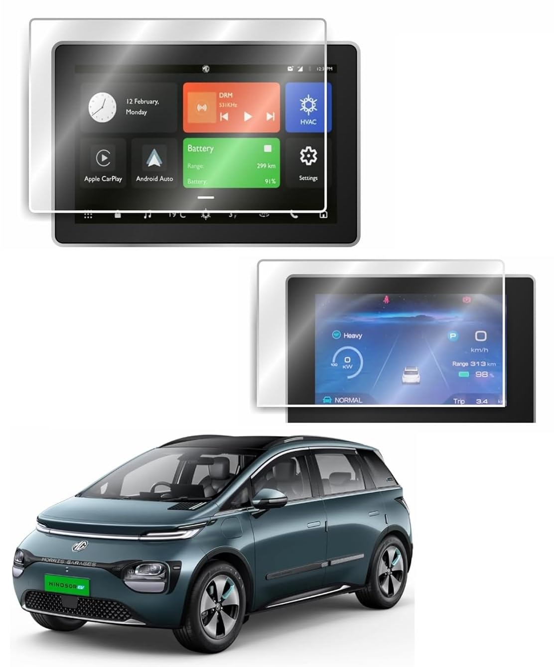 Protectorwala Screen Guard Compatible For MG WINDSOR EV 2024 EXCITE 10.1 INCH INFOTAINMENT + 7 INCH LCD INSTRUMENT CLUSTER PROTECTOR Display Accessories Combo-image-46
