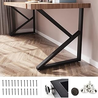 28 Inch Set of 2 Metal Table Legs (H28” x W18”) Modern Desk Legs, Dining Table Legs, Coffee Table Legs,Computer Desk Legs DIY Furniture Legs,Black