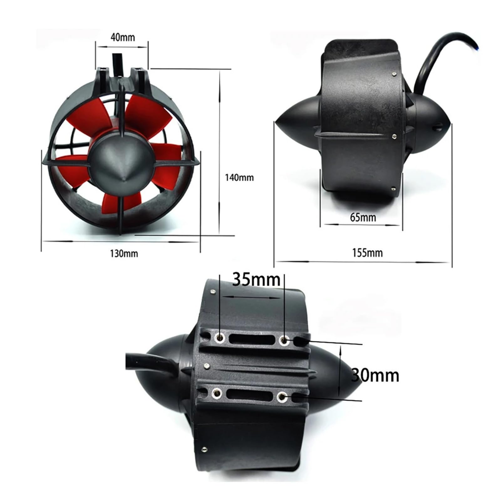 Unterwasserstrahlruder mit 21,4 kg/23,6 kg Schub, Leichter bürstenloser Motor mit Kühllüfter, Metallgehäuse für Schlauchboote mit starkem Schub (24 V, 150 KV, 1080 W)