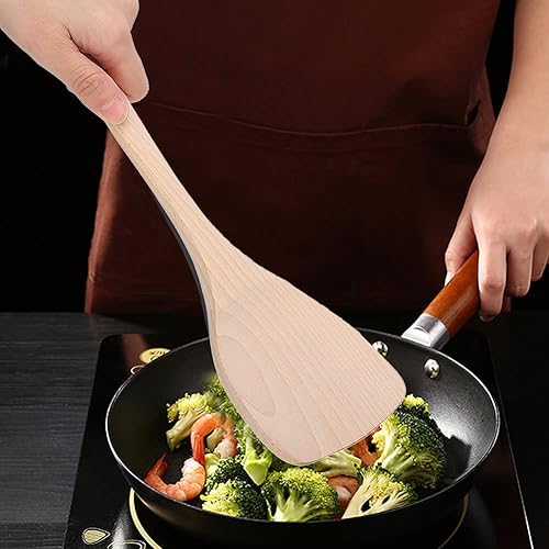 Miniatura 7 de Juego de 5 utensilios de cocina de madera, espátula de cocina, kit de cuchara antiadherente, herramientas de madera seguras con agujeros para