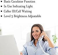 Vista 2 de Sangyn Teléfono con cable para el hogar/oficina/hotel, teléfono fijo con altavoz, identificación de llamadas, redireccionamiento, luz indicadora
