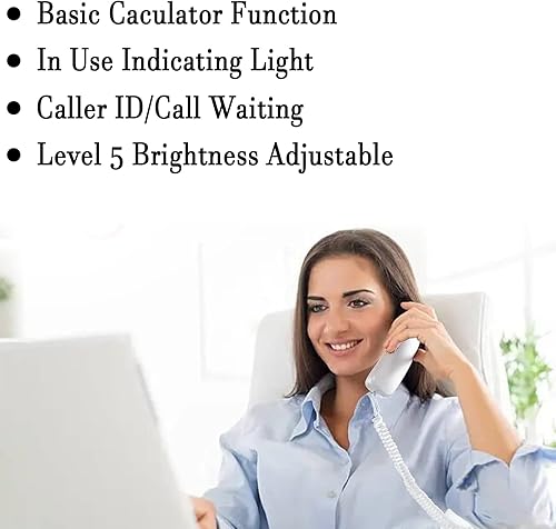 Miniatura 2 de Sangyn Teléfono con cable para el hogar/oficina/hotel, teléfono fijo con altavoz, identificación de llamadas, redireccionamiento, luz indicadora