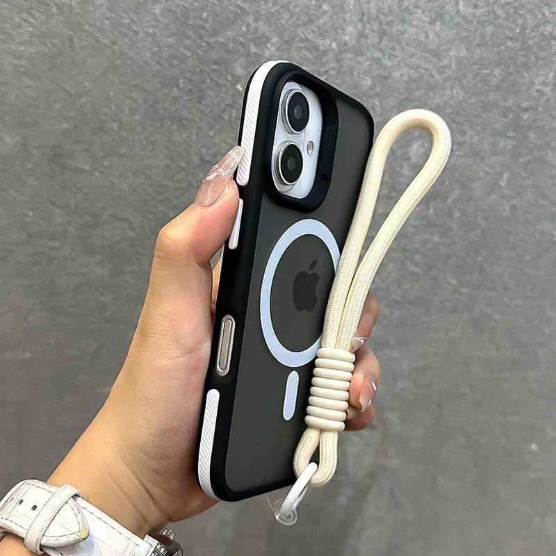 Coque arrière magnétique iPhone 11 Pro Max blanche mate avec dragonne