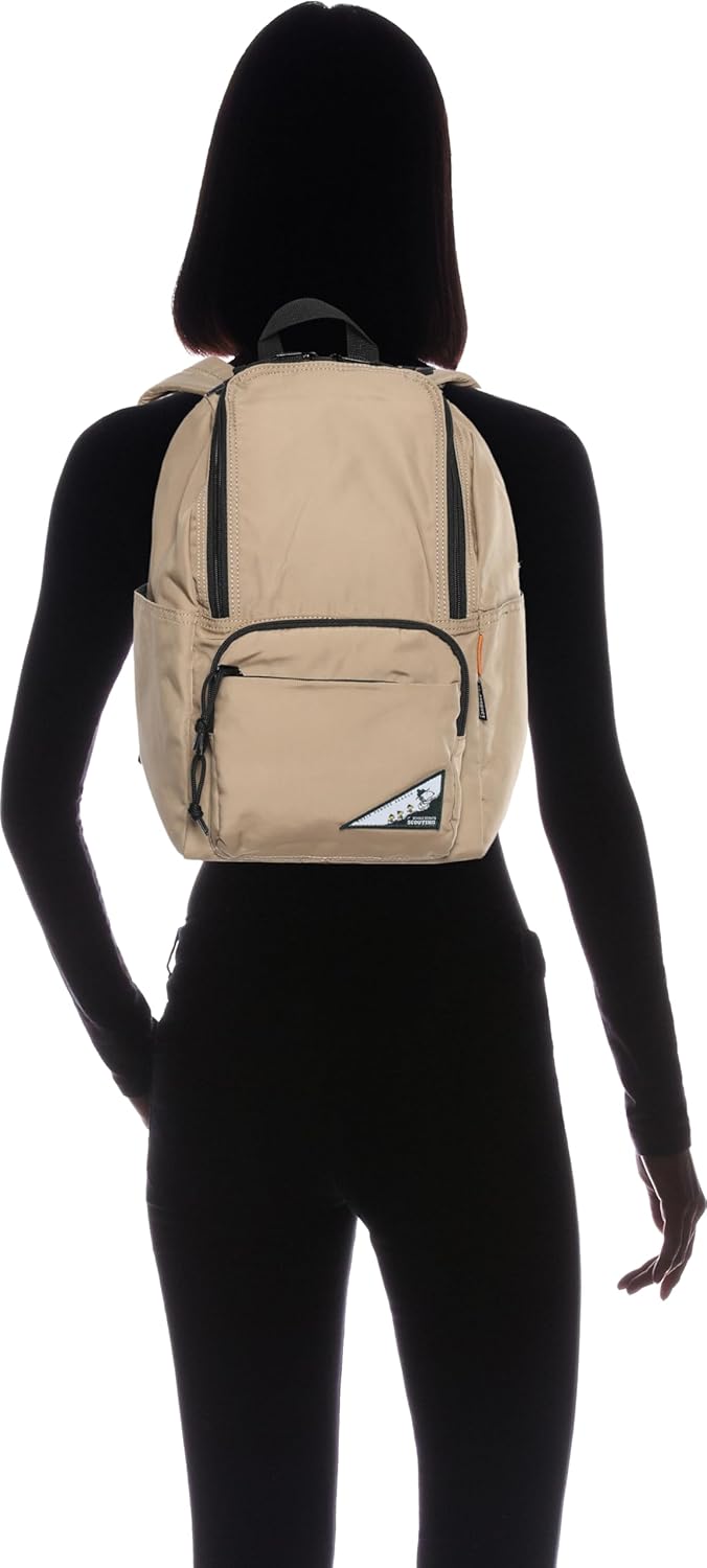 SNOOPY(スヌーピー) Women RE-PET BE Beagle Scout Square Zip Backpack, Beige (SPZ-3242), One Size