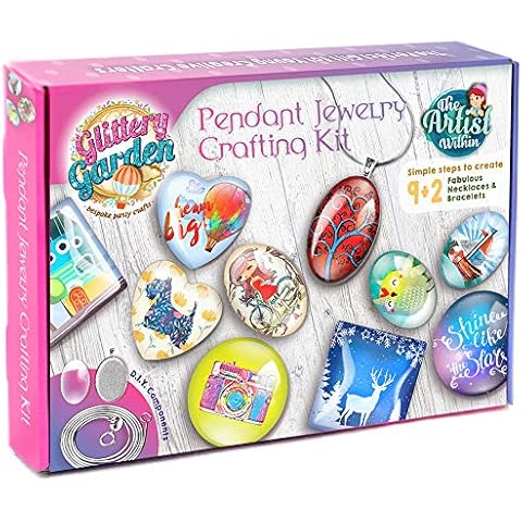 Girls Jewelry Making Kit. Best Necklace Pendant & Bracelet Crafting Set with Glass Beads & Charms. Fashion Accessories, Arts Crafts Supplies. Birthday Gift Cover
