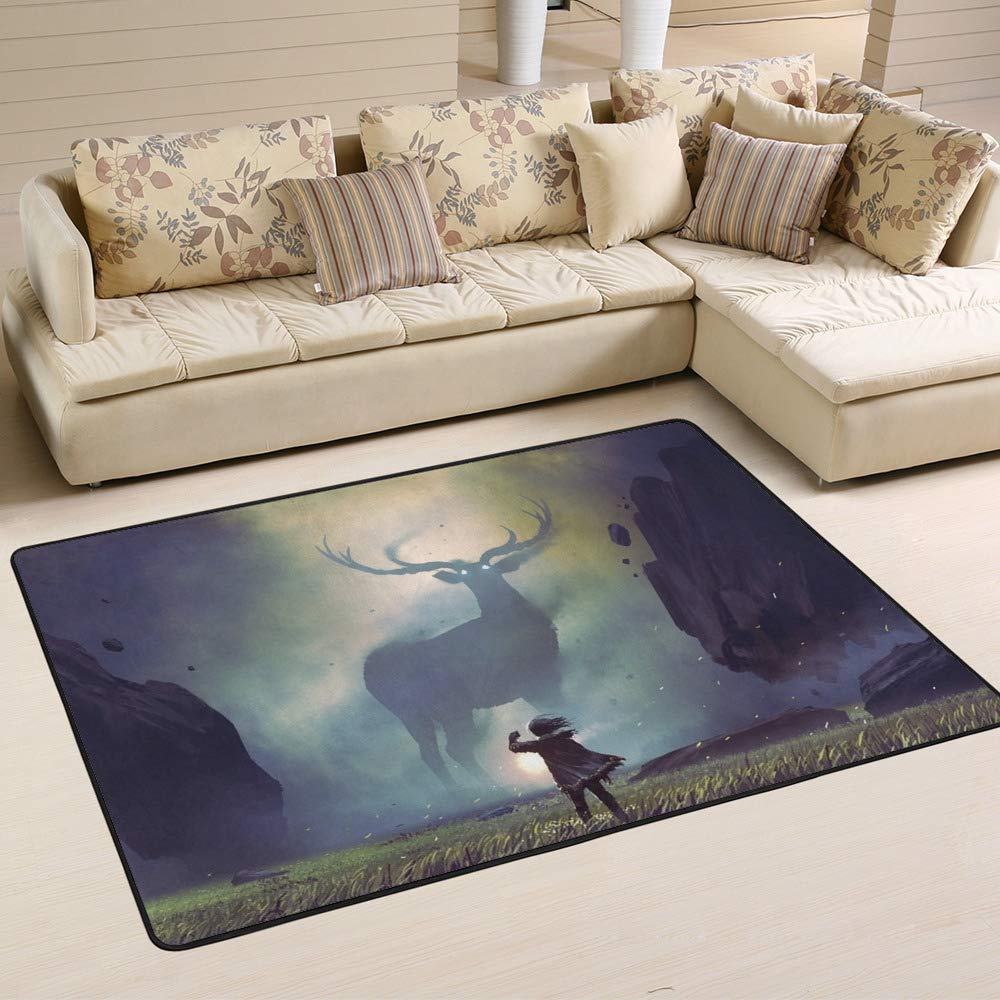 Tapis en microfibre motif cerf géant pour réchauffer l'ambiance du salon
