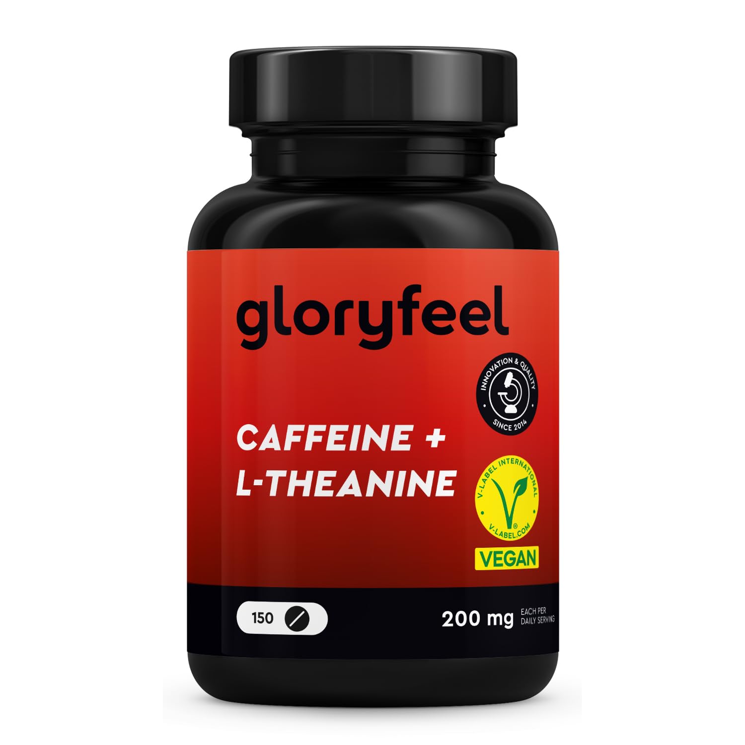 Caffeine L-Theanine Hochdosiert - 150 Tabletten mit 200mg Koffein und 200mg L-Theanin - 100% vegan und laborgeprüft - id
