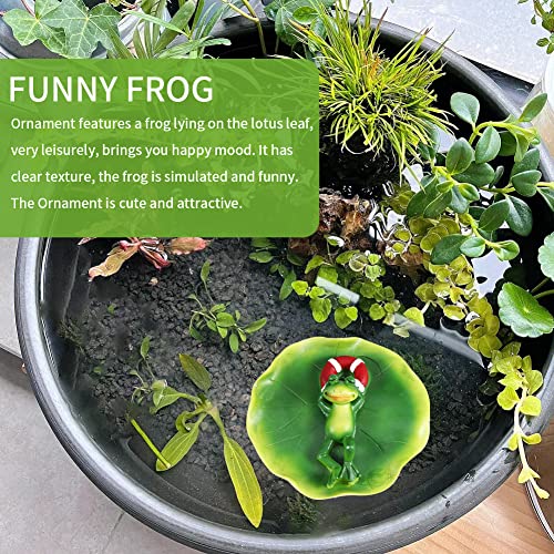 Calidaka Floating Water Lotus Leaf Frog Ornament Resin Crafts,Water Floating Lotus Leaf With Frog Ornament Figurine Statue,Frogs Miniature Figurine On Lotus Leaf,For Outdoor Garden Decor #TOP3