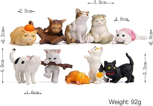 Miniatura 4 de MAOMIA 10 figuras kawaii de gato en miniatura para decoración de escritorio, mini figuras de animales de gato