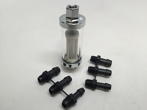 MARINE BOAT UNI FILTRO DE COMBUSTIBLE EN LÍNEA 1/4", 5/16", 3/8" ACCESORIOS DE VIDRIO TRANSPARENTE/SALIDA