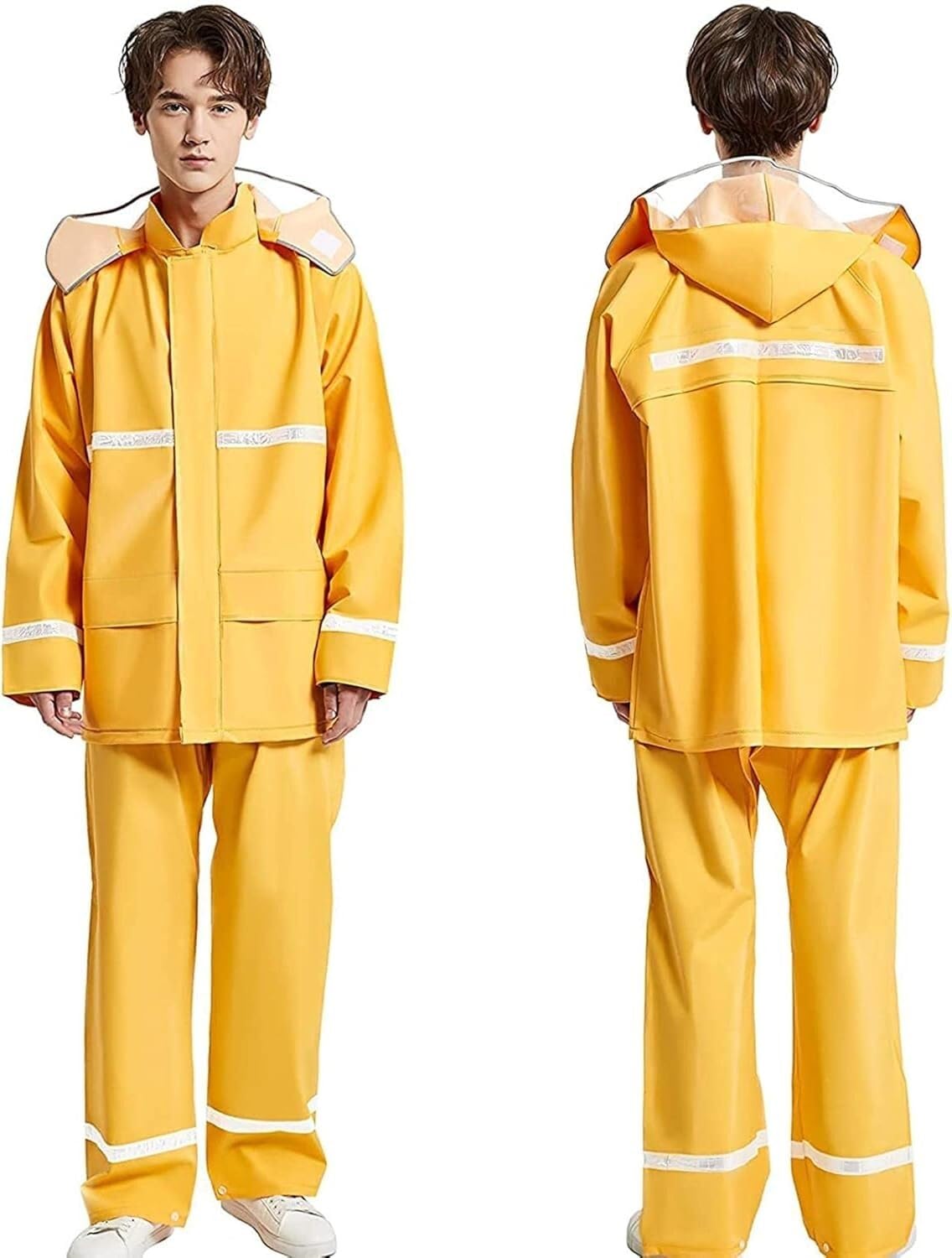 VUIKLCty Men's Rain Coat Women's Rain Coat Breathable Safety Reflective Rain Coat And Rain Pants Men's Women's Outdoor Work Fishing Riding(L)