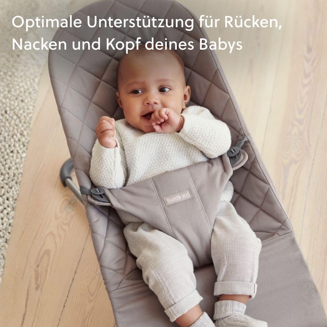 BabyBjörn Babywippe Bliss, Gewebt, Klassische Steppung, Sandgrau