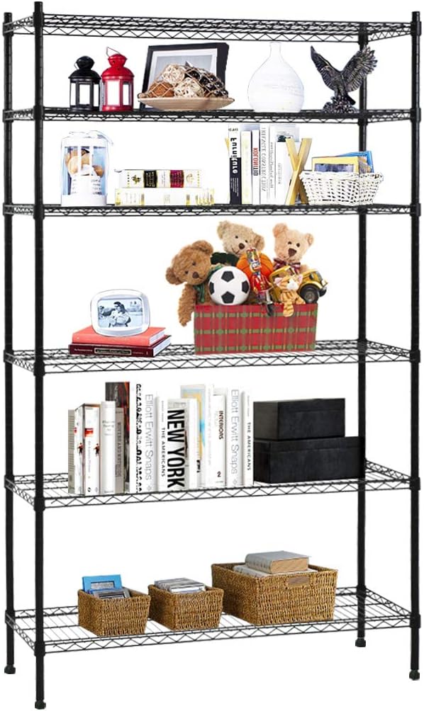 Storage Shelves Wire Shelving Unit Garage Shelving 6 Tier Height Adjustable 1500LBS