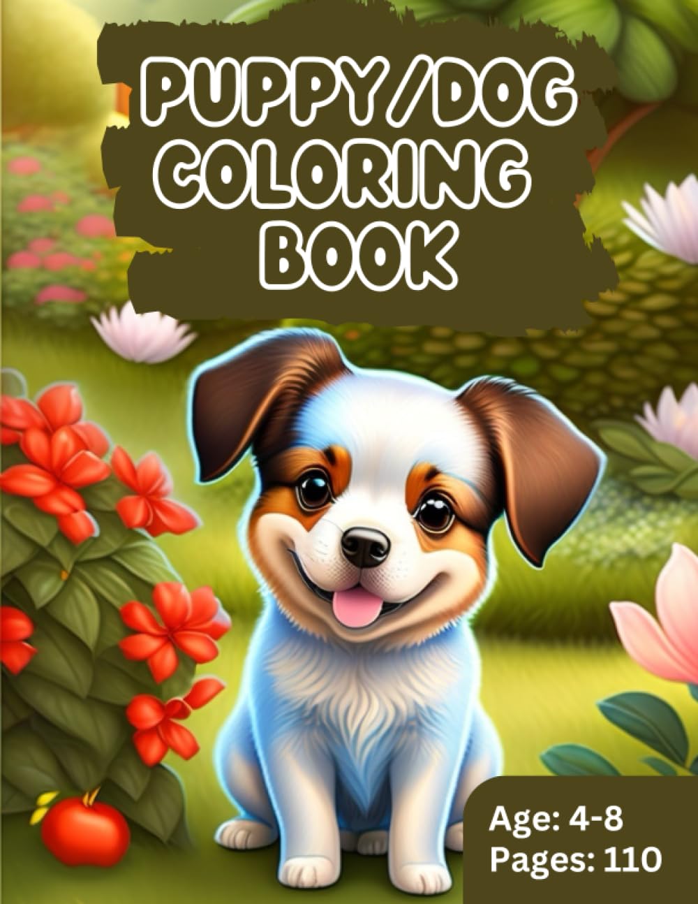 Puppy & Dog Coloring Book for Kids: 110 pages fun coloring book of cute puppies & dogs for kids aged 4-8