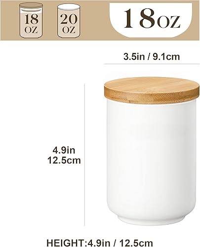 Miniatura 2 de MALACASA Recipiente de café, tarro de almacenamiento de alimentos de porcelana con tapa hermética de bambú, recipientes de almacenamiento de