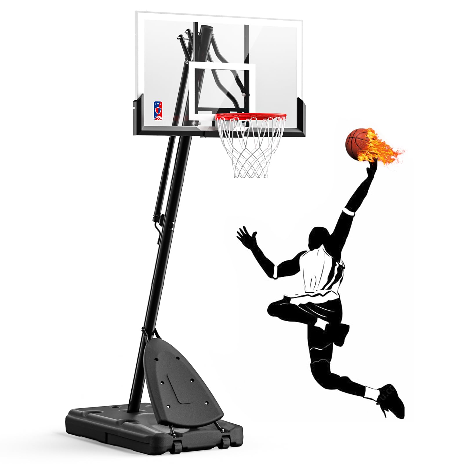 G GX9 Basketball Hoop Outdoor 7.5-10ft Adjustable with Crank, Portable Basketball Goal System with 54 Inch Shatterproof Backboard for Kids, Teens & Adults in Backyard/Indoor/Driveway