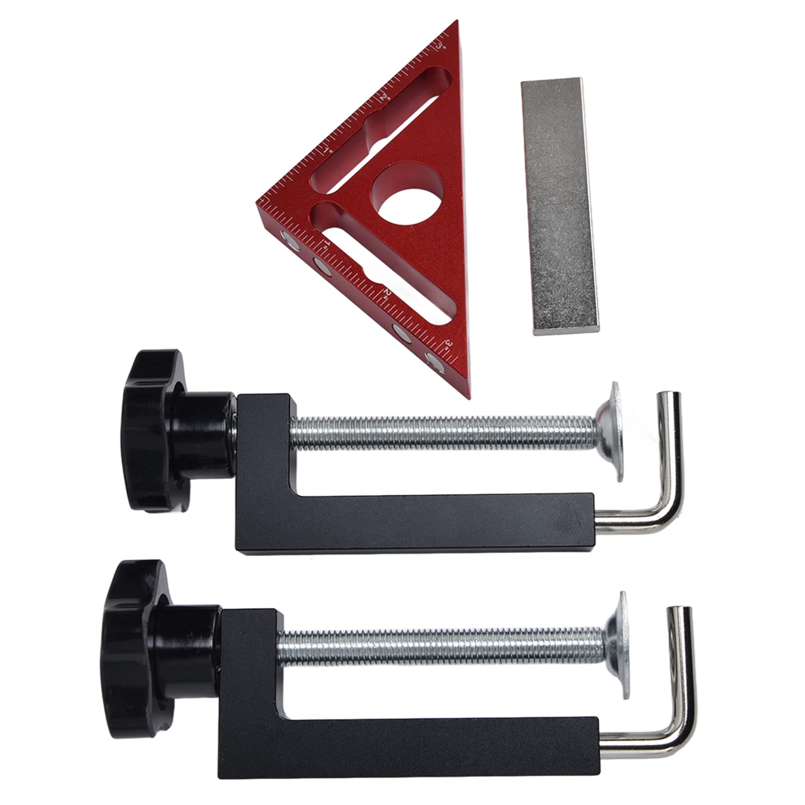 Ejoyous Squadra di Posizionamento da 90 Gradi, Righello Triangolare Magnetico per la Lavorazione del Legno in Lega di Alluminio con Morsetto per Recinzione, Intervallo di Serraggio 0-154 Mm, Scala