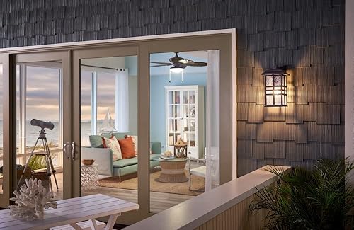 Miniatura 2 de Kichler Beacon - Lámpara de pared cuadrada de 17.5 pulgadas para exteriores, con cristal martillado transparente, color blanco