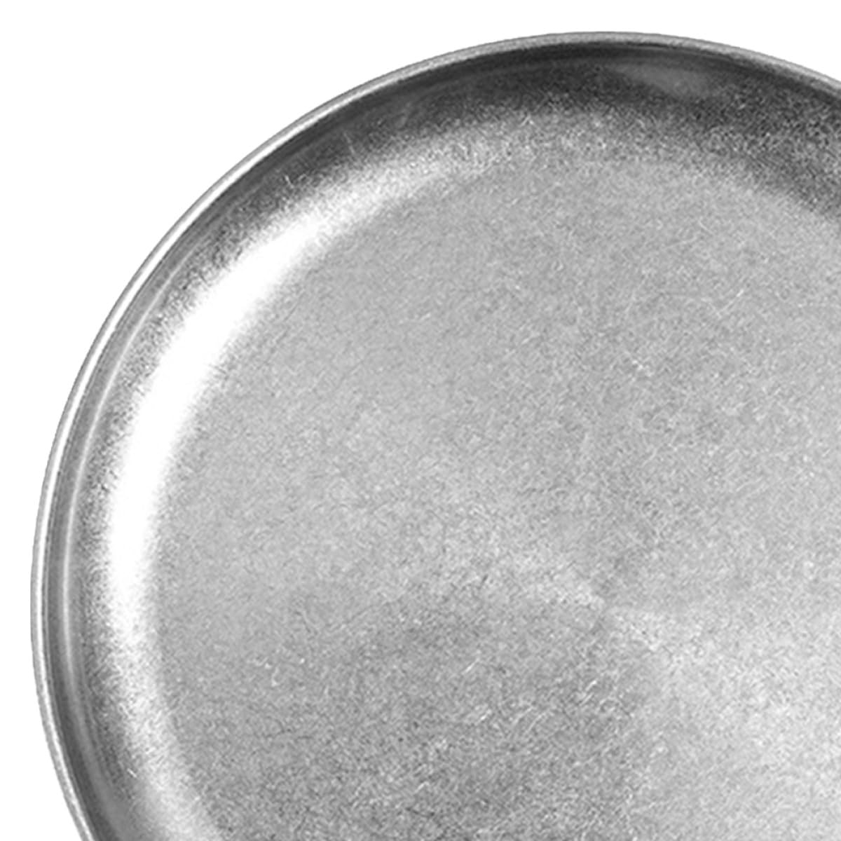 VALICLUD Edelstahl Servierplatte im Koreanischen Vintage Stil Robust und Stapelbar Runder Teller für Grillgerichte und Stilvolles Servieren in Silber