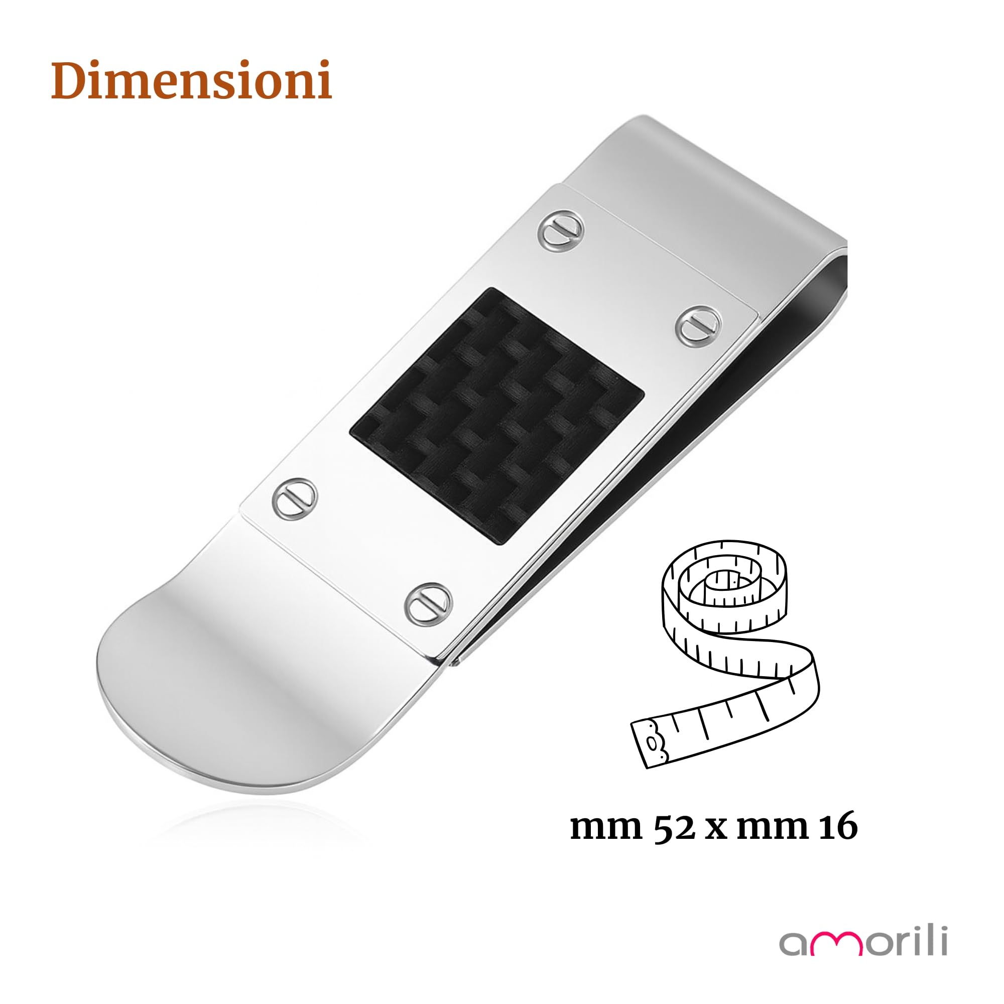 Porta Soldi Uomo Clip in Acciaio Inossidabile con Fibra di Carbonio – Fermasoldi Elegante e Resistente – Accessorio Minimal per Banconote e Carte – Idea Regalo Raffinata fsl026