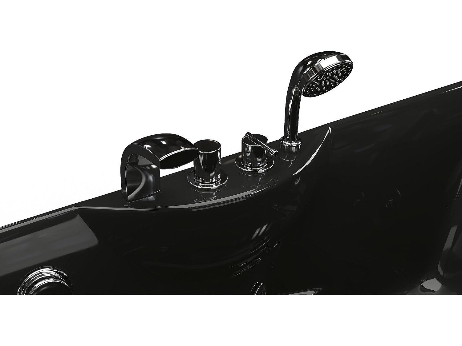Vente-unique - Baignoire balnéo - 150 x 75 x 54,5 cm - Noire - Angle gauche - 1 place - 140 L - GAVINO
