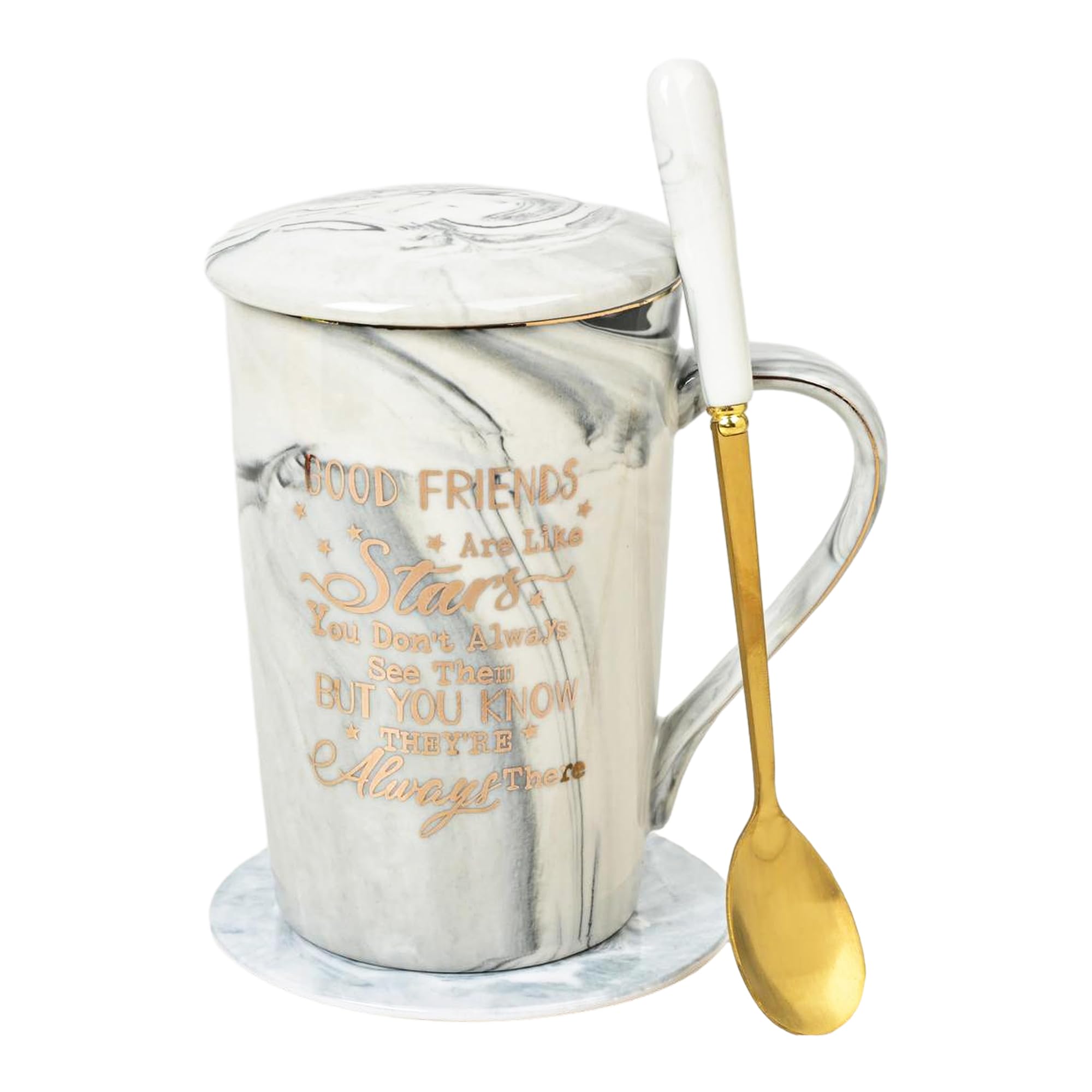 NYRWANA Coffee Mug, Gift for Woman, Birthday Present for Girlfriend, Mugs for Present, Present Items for Women, Birthday Present for Friend, Cute Mugs with Spoon, Box & Bag (400ml-Grey)