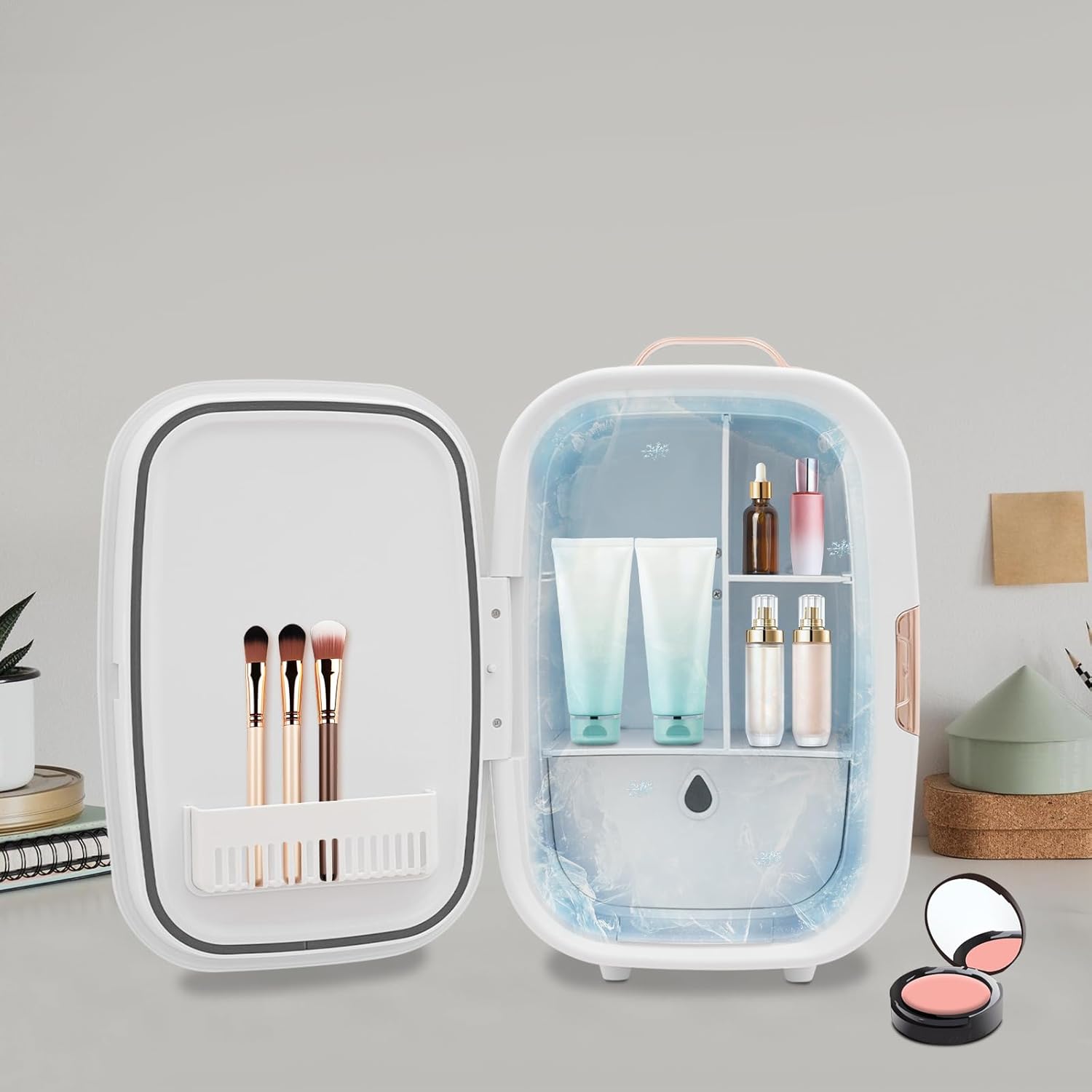 12 Liter Beauty Fridge for Cosmetic Storage, Compact Skincare Fridge for Makeup Lipstick, Portable Refrigerator for Bedroom Bathroom,White