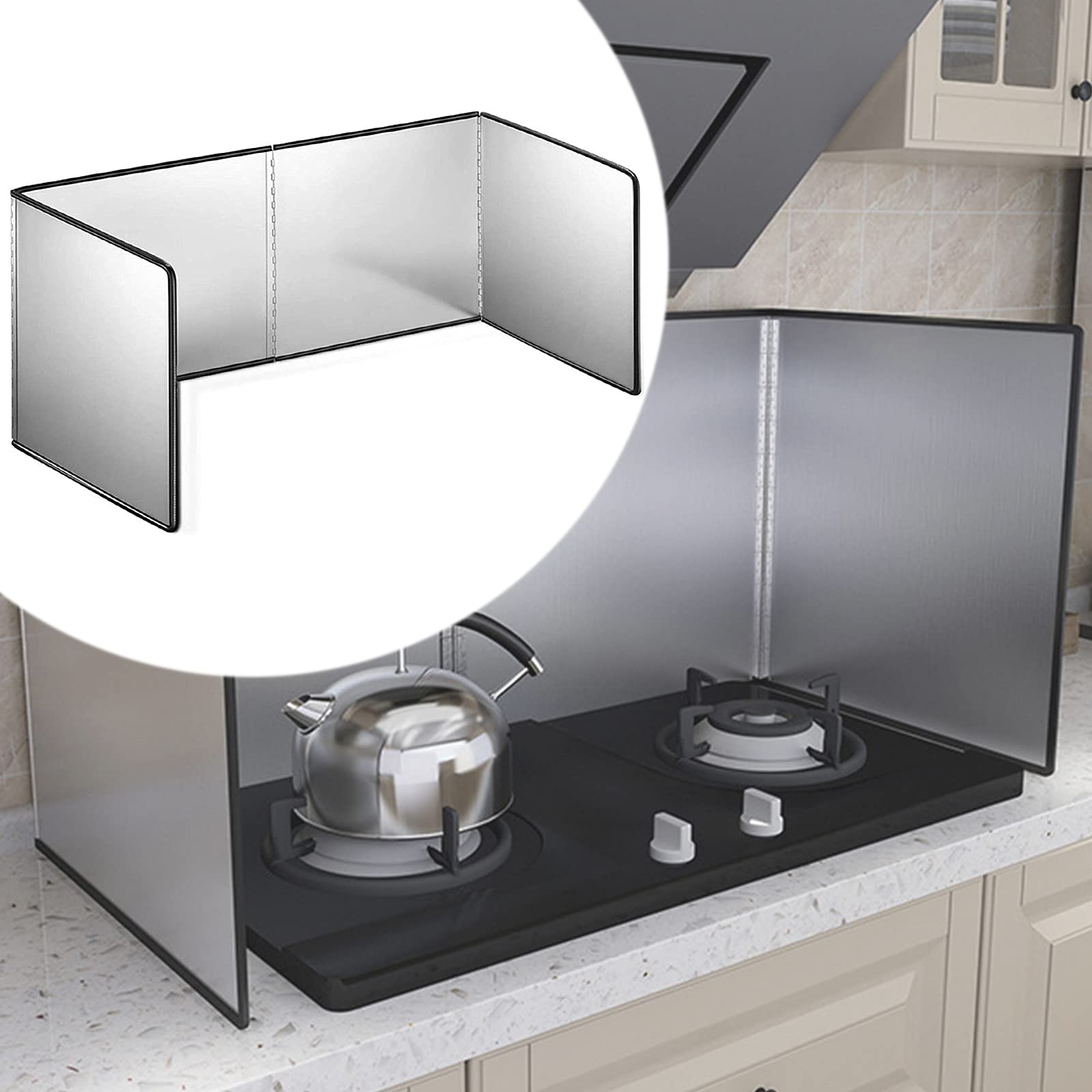 Paraspruzzi pieghevole in acciaio inox, piastra paraspruzzi da cucina, deflettore olio e fumo per piano cottura, paraspruzzi per cucina, protezione piano cottura per cucinare e friggere, piano cottura