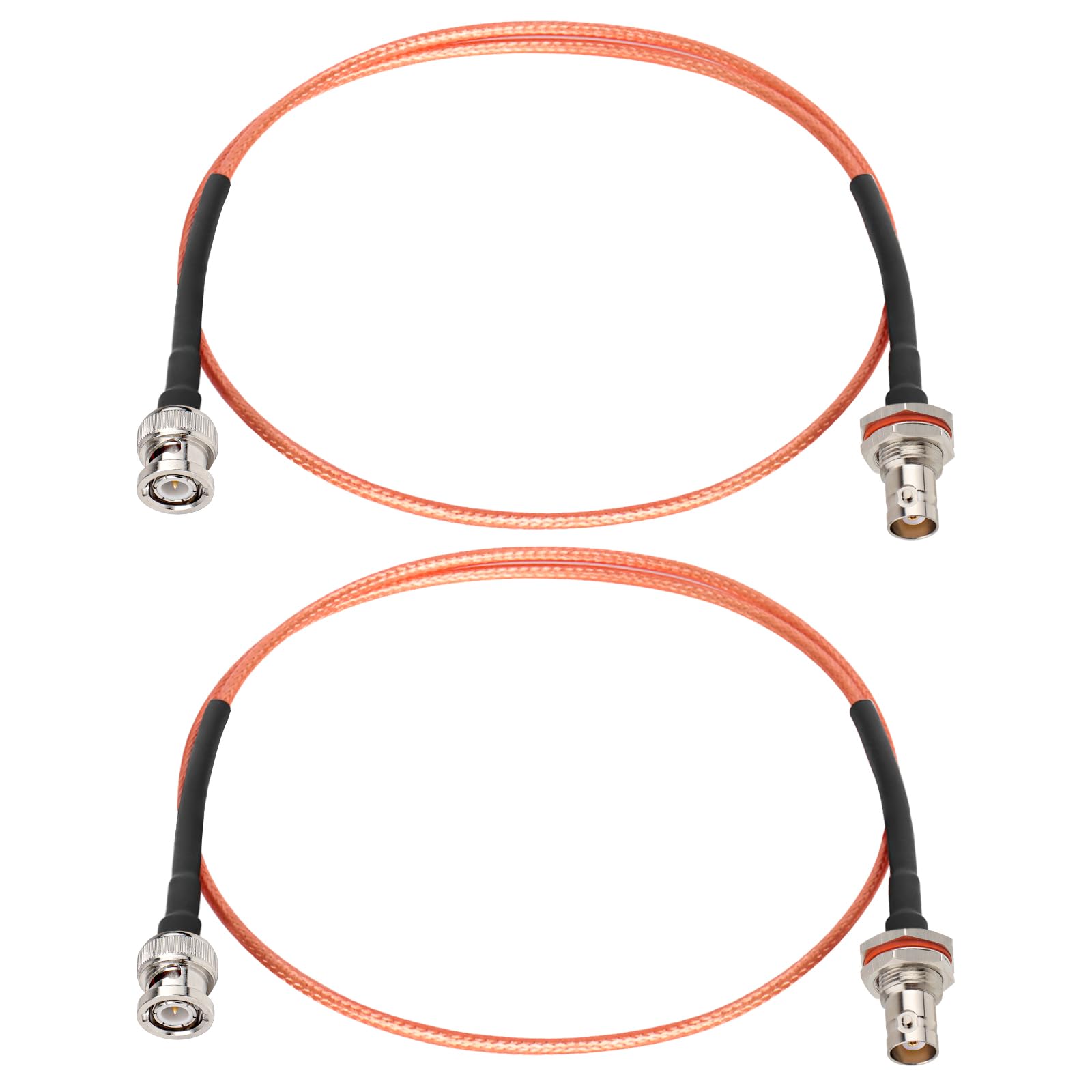 XRDS -RF BNC Cable 2FT 2PCS, 50 Ohm BNC Male to Female Bulkhead Mount RG316 Coax for Wireless Microphone System Receiver CB Radio UHF VHF Ham Radio