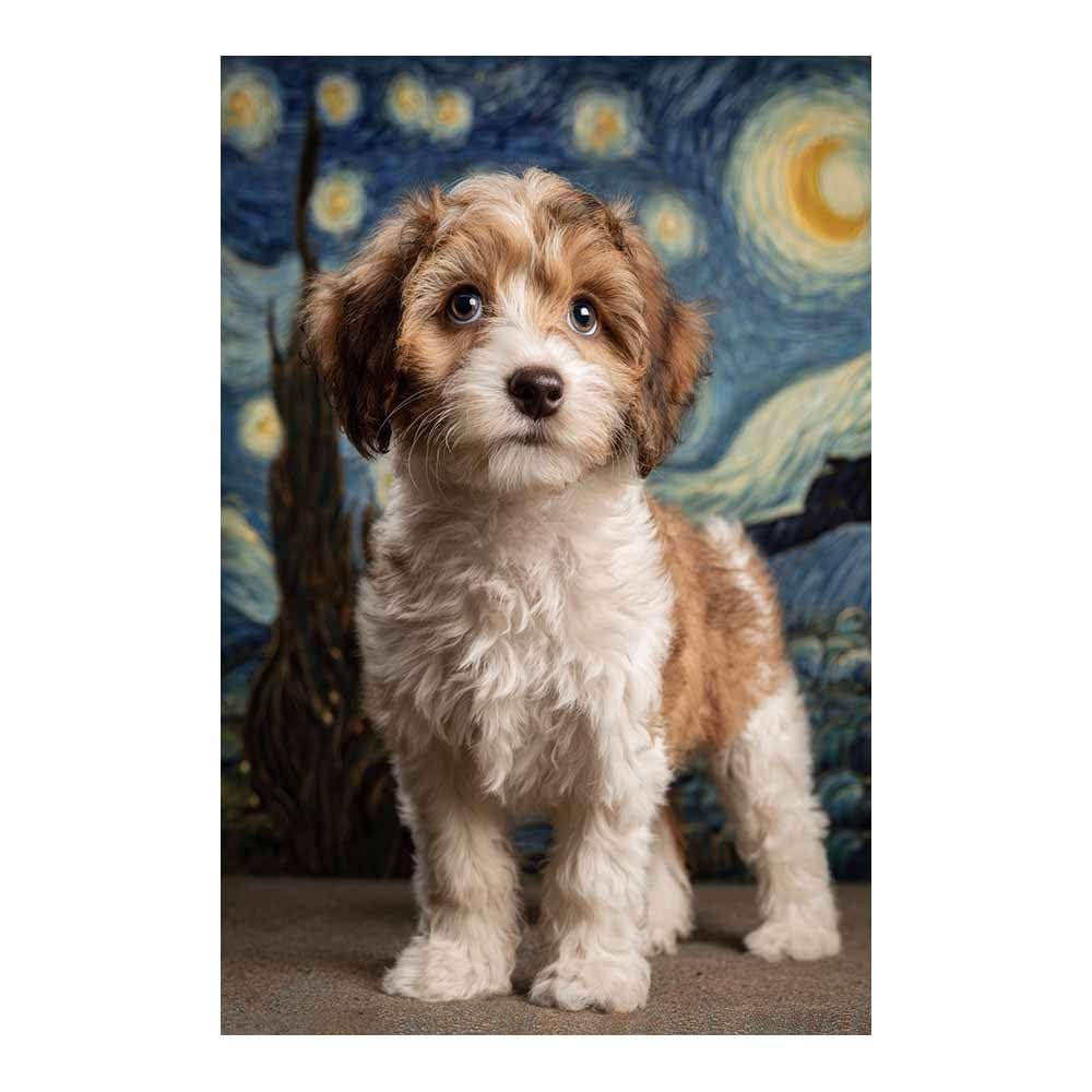 ZAMAEIU Canvas Print Wall Art Cute dog star Abstract Dog Animal Paintings, Suitable for living room, bedroom, for Kids Room Decoretc.(brown)-30x50cm Unframed