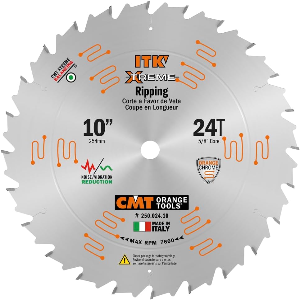 CMT 250.024.10 ITK Xtreme Industrial Rip Saw Blade, 10-Inch x 24 Teeth ATB Grind with 5/8-Inch Bore