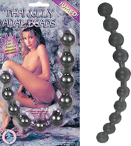 Graduated Jumbo Jelly Flexible Anal Thai Beads - Black