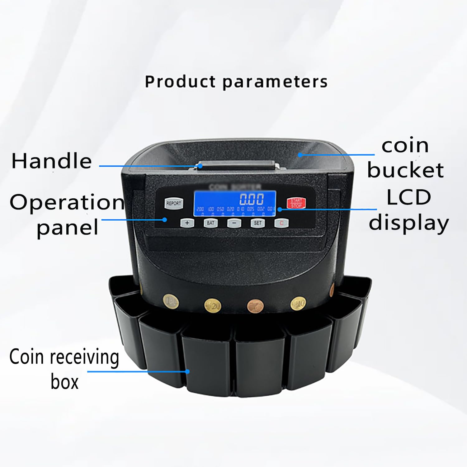 Contatore/selezionatore di Monete elettronico, selezionatore di contamonete Digitale, r con Display LCD/Pannello operativo con Maniglia, per supermercato, Negozio