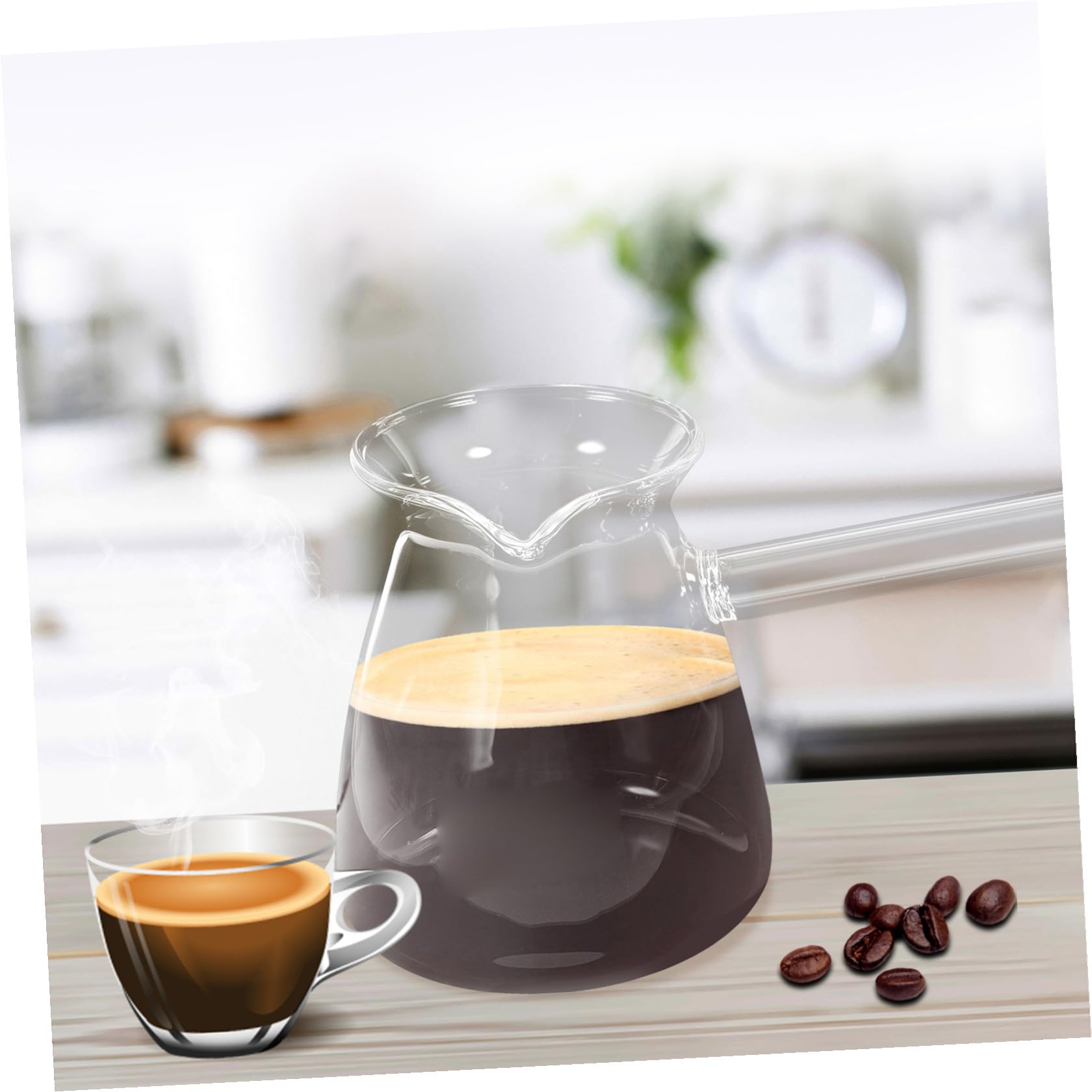Luxshiny Cafetière Turque En Verre Borosilicaté Épais 450Ml Résistante À La Chaleur Poignée Latérale Ergonomique Théière Transparente Pour Café Turc Et Chauffe Lait
